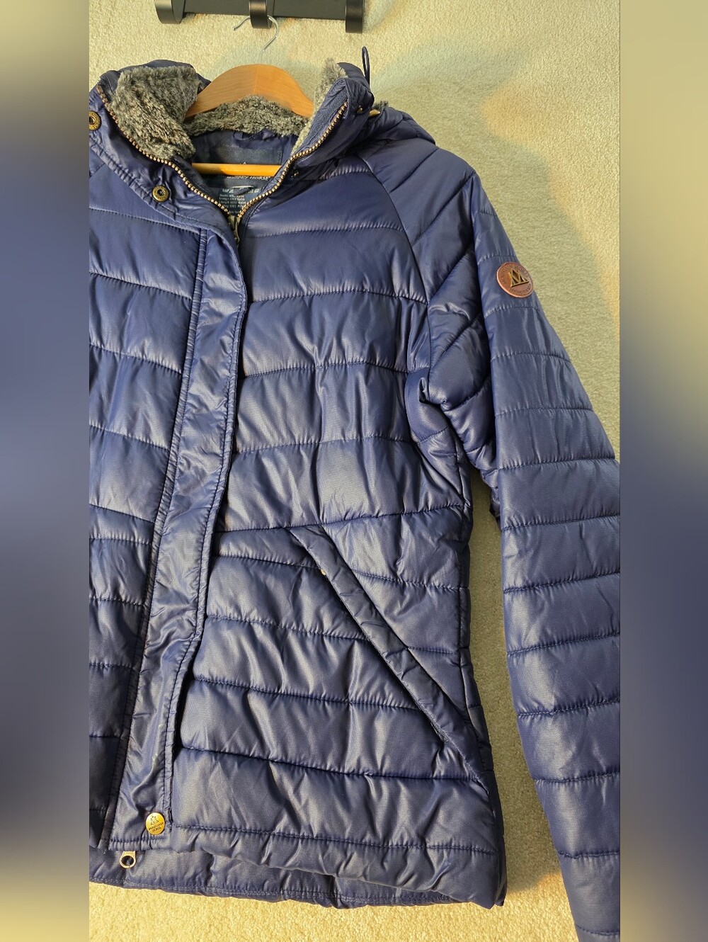 Mountain Horse Blue Nobility Puffer Coat Equestrian Riding Chore Coat Womens M
